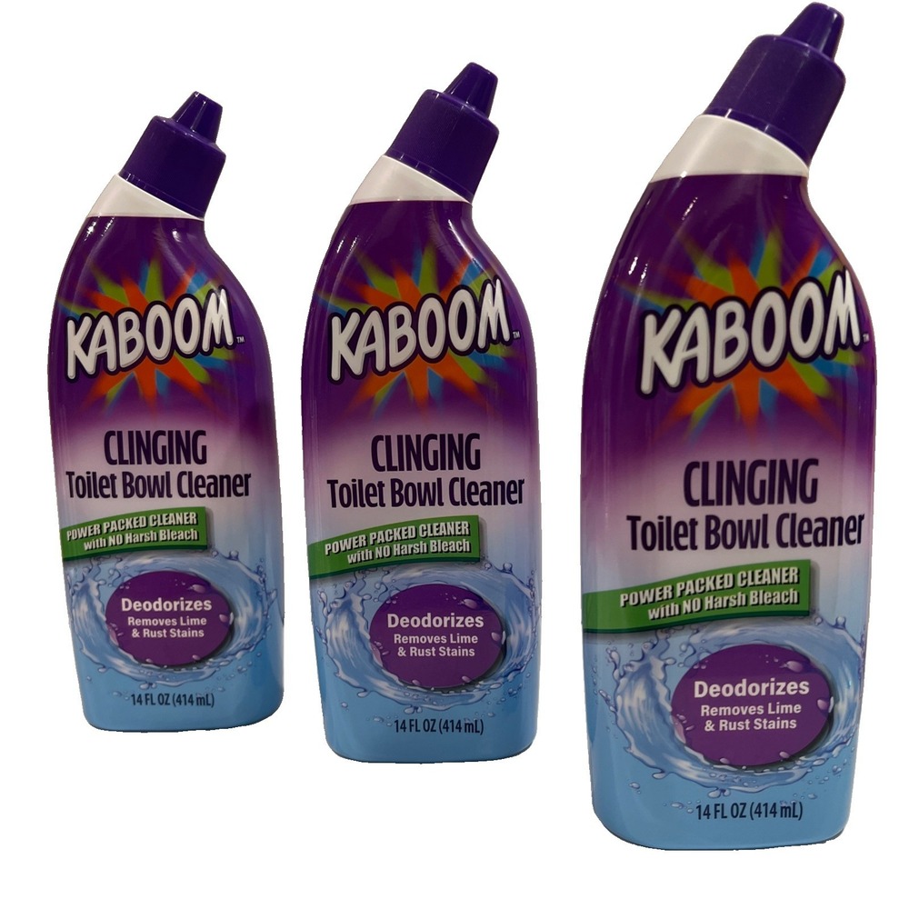 3 x Kaboom Clinging Toilet Bowl Cleaner Foaming Remove Rust & Lime Stains